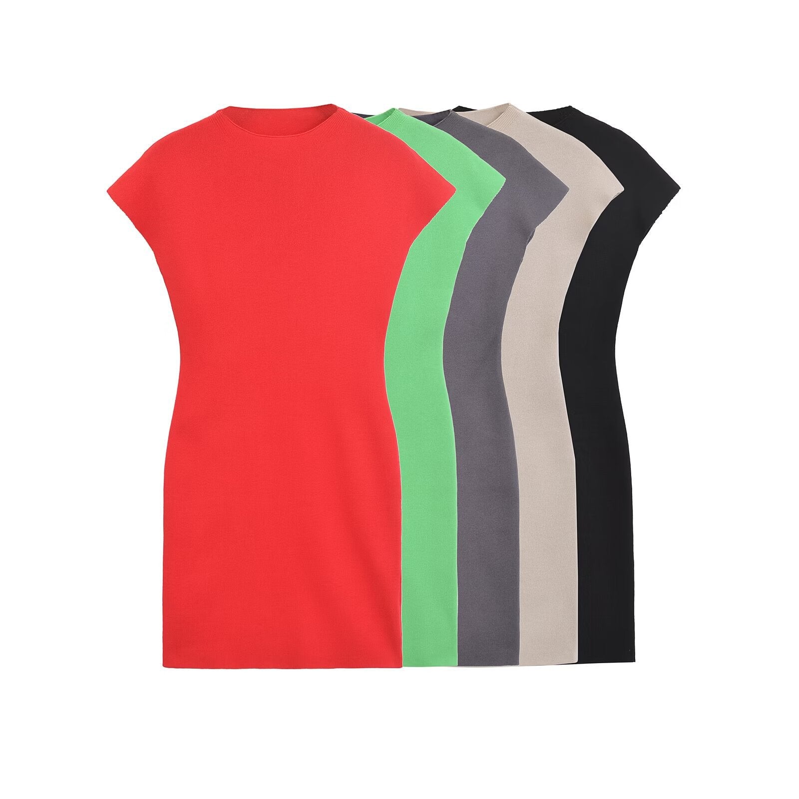 Kvinnors Kort Klänning Slim Fit Stretch Enfärgad-2