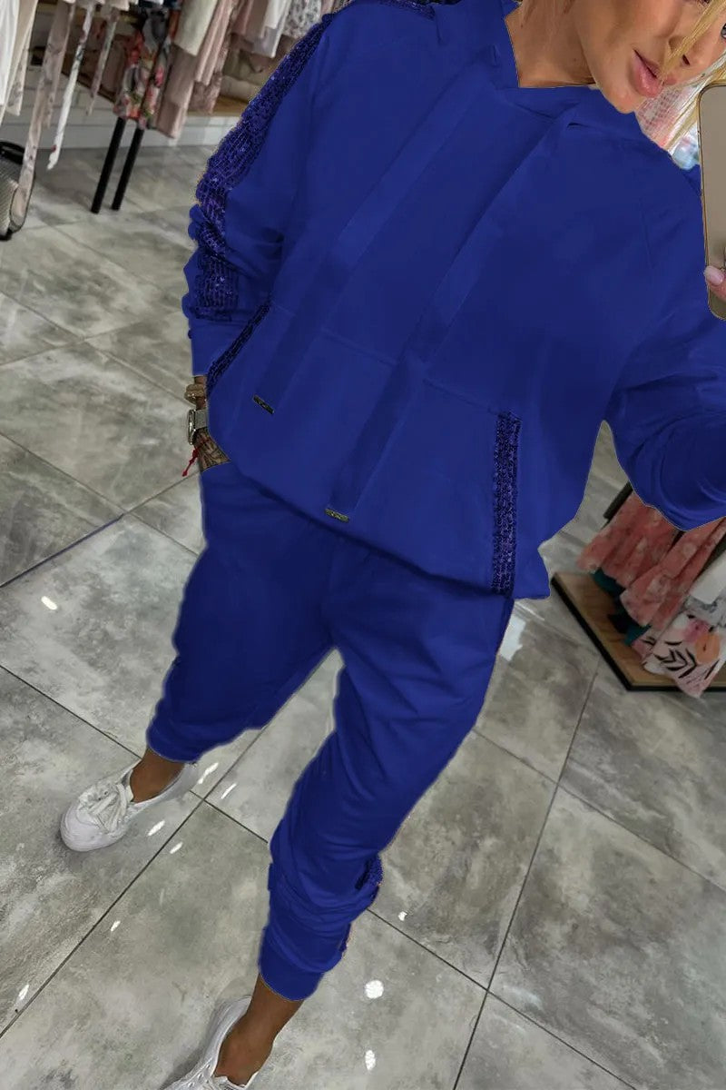 Variant image for Dam Hoodie Set med Paljetter och Långärmad Byxor i Polyester-25