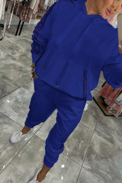 Variant image for Dam Hoodie Set med Paljetter och Långärmad Byxor i Polyester-25