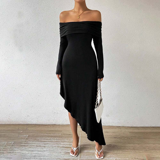 Dam Klänning Off-Shoulder A-Line Midi Polyester-1