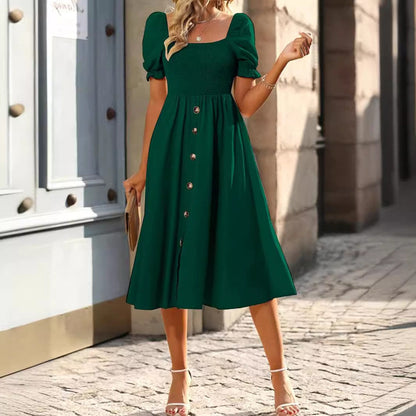 Kvinnors A-linjeklänning Fyrkantig Utskärning Polyester-6