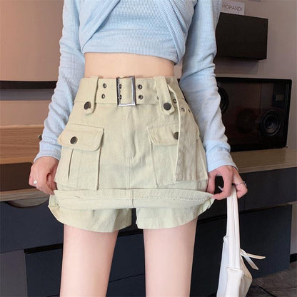 Variant image for Dam Cargo Skort Hög Midja Polyester med Bälte-1