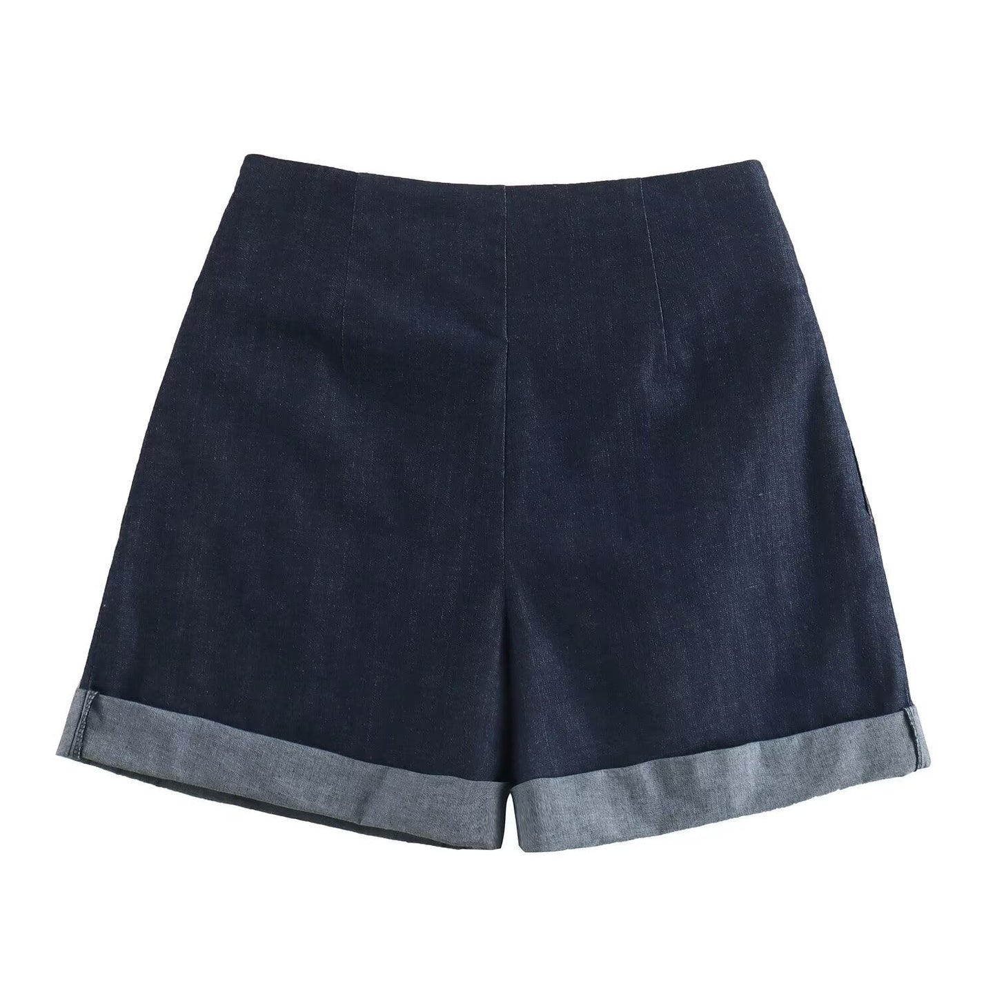Kvinnliga Jeansshorts Vid Passform Dekorativa Detaljer Denim 2