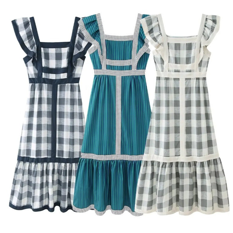 Kvinnor Klänning Lekfull Ruffles Lätt Tyg-3