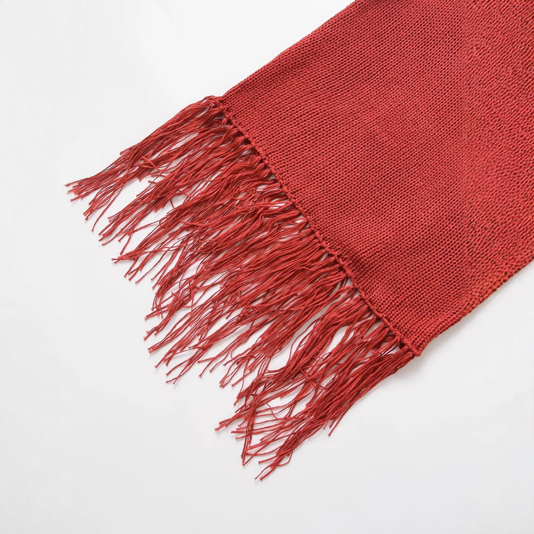 Kvinnors Festtopp med Fransar i Strukturerad Bomull-4