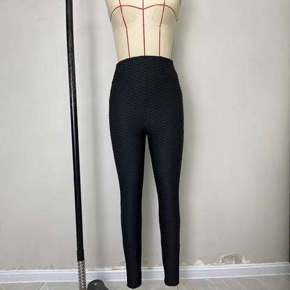 Högmidjade Sport Leggings för Kvinnor – Strukturerad Polyester och Elastan, Andningsbara och Elastiska, Perfekta för Träning och Fritid 4