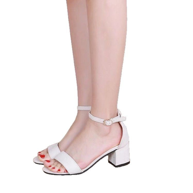 Dam Sandaler Justerbar Rem Blockhäl Smidigt Material-6