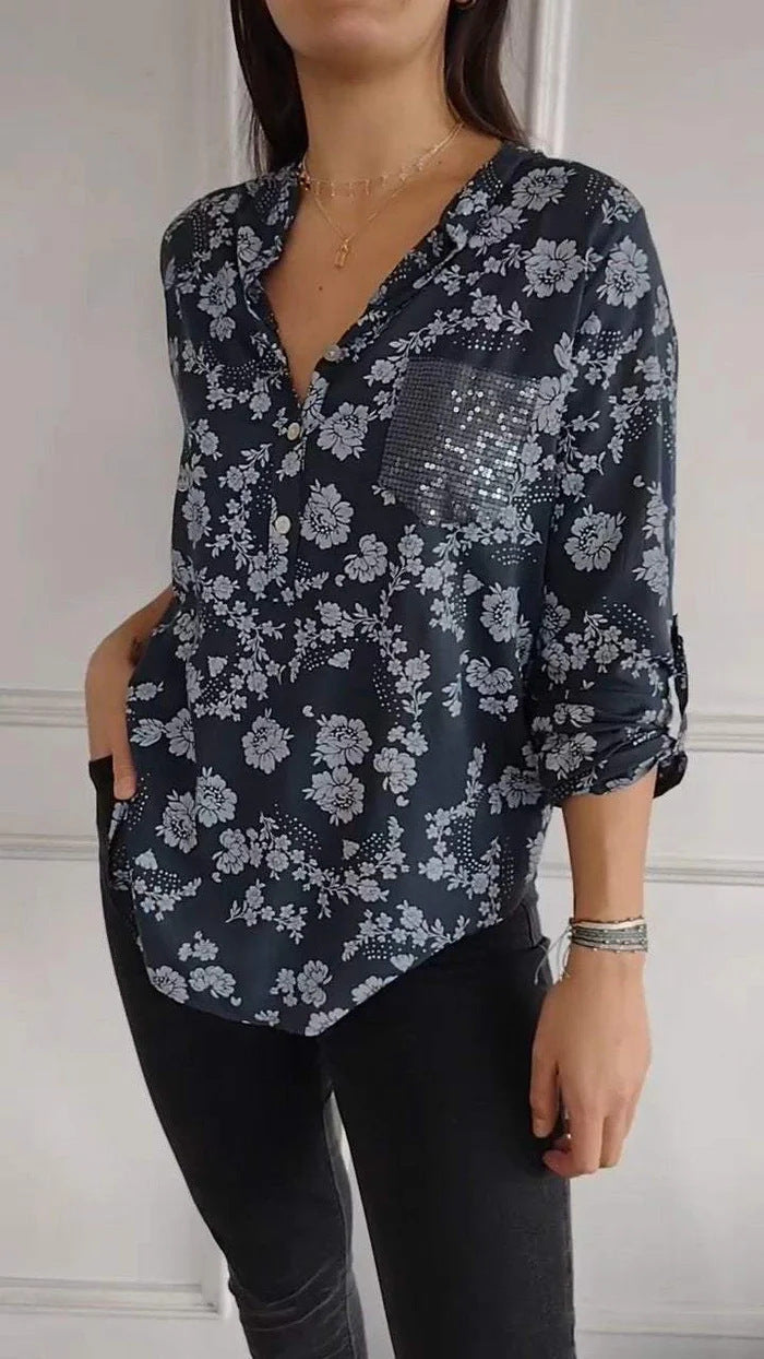 Dam Tröja Långa Ärmar Paljetter Polyester 1