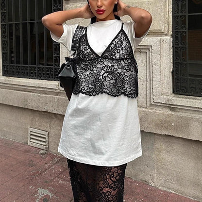 Kvinnors Croptop Skiktad Design Högkvalitativt Material 2