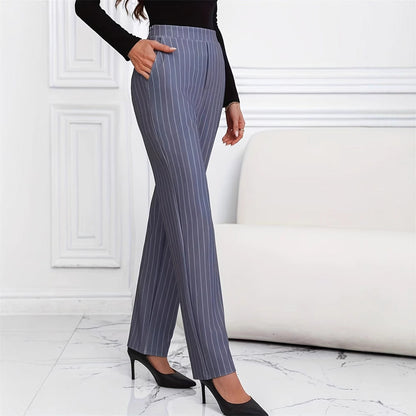 Dam Hög Midja Byxor Med Stripes Andningsbara Tyger 3