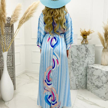 Variant image for Maxi Klänning Dam V-Neck A-Linje Polyester Trekvartsärmar-13