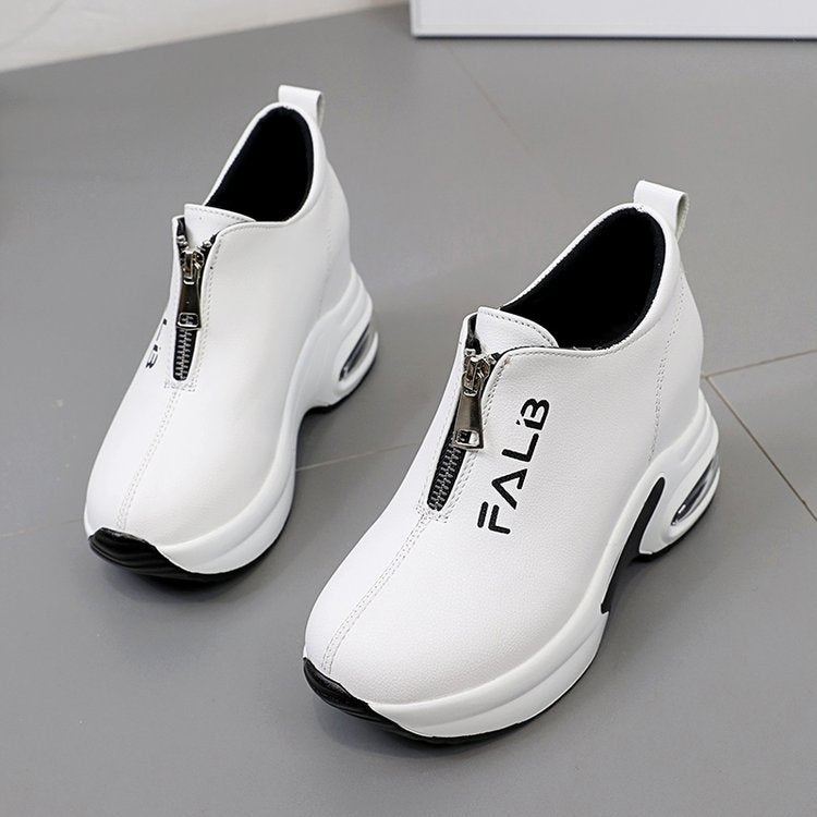 Kvinnliga Kilsneakers med Blixtlås Syntetiskt Läder Dämpning-3