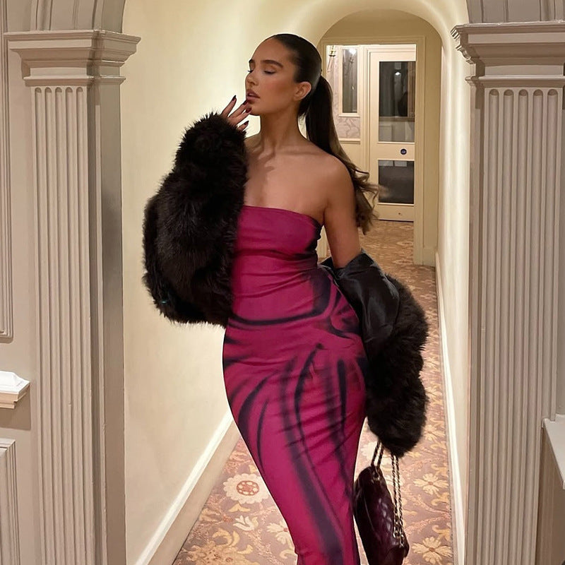 Kvinnors Bodycon Klänning Bustier Design Elastiskt Tyg 5