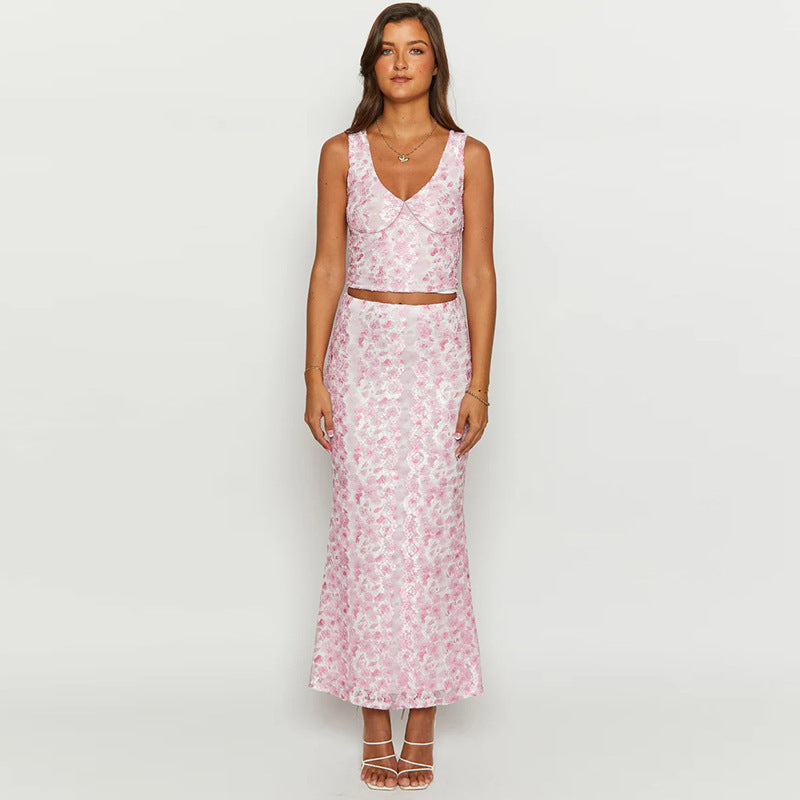 Kvinnors Blommönstrad Midi Kjol Skördetopp Mjukt Tyg 5