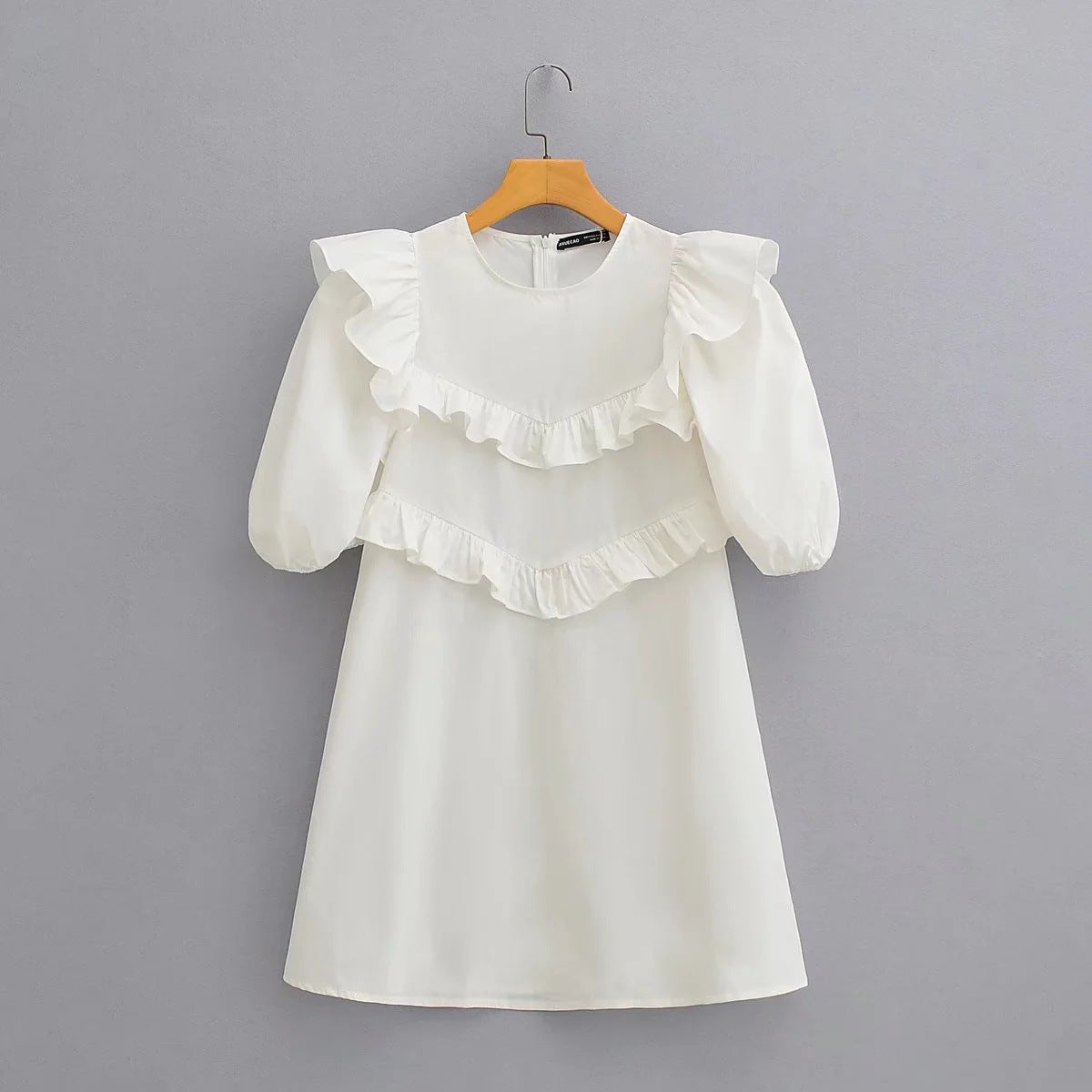 Kvinnors Klänning V-ringad Ruffles Andningsbart Tyg 1