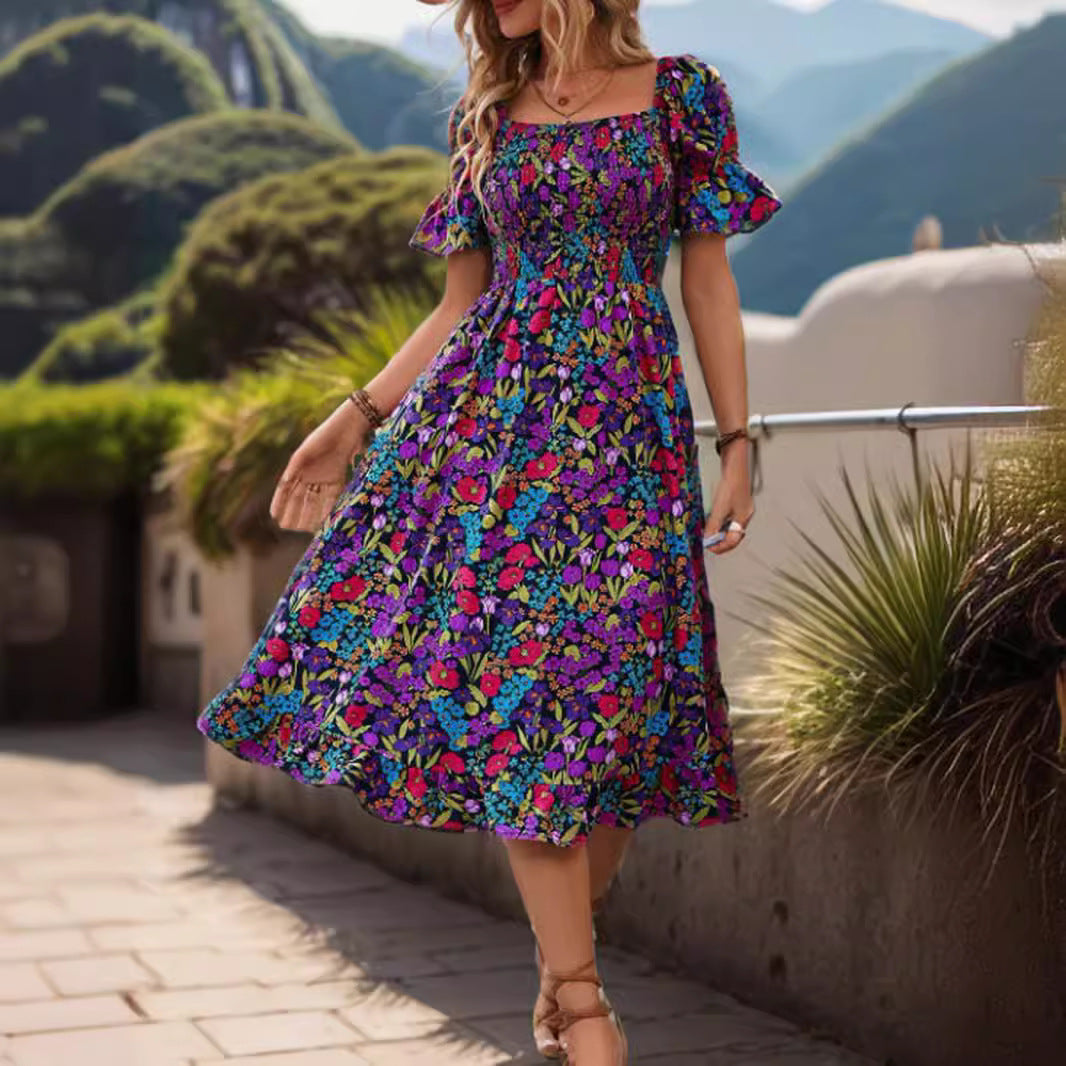 Kort Klänning Dam Off-Shoulder A-Line Polyester för Sommarens Fester-4