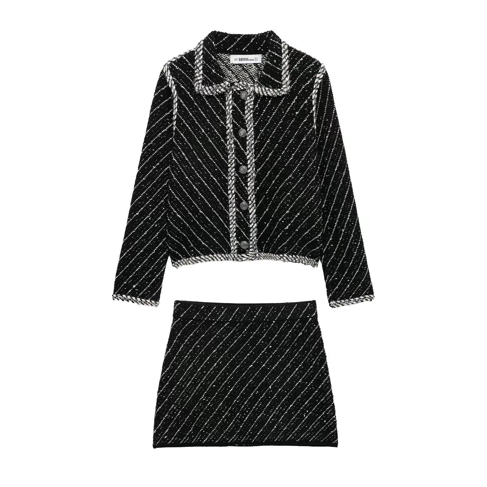 Dam Långärmad Rock Street Fashion Polyester med Patchworkdetaljer-2