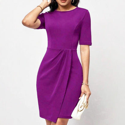 Kvinnors Kort Klänning Enfärgad Bodycon Polyester-3