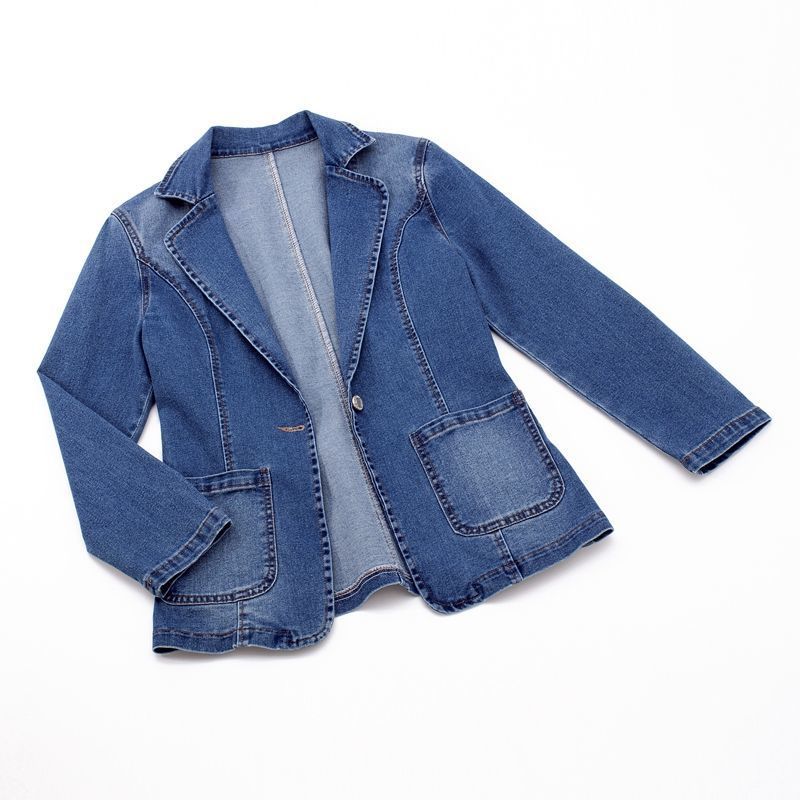 Dam Denimjacka Klassisk Blazer Högkvalitativ Denim 2