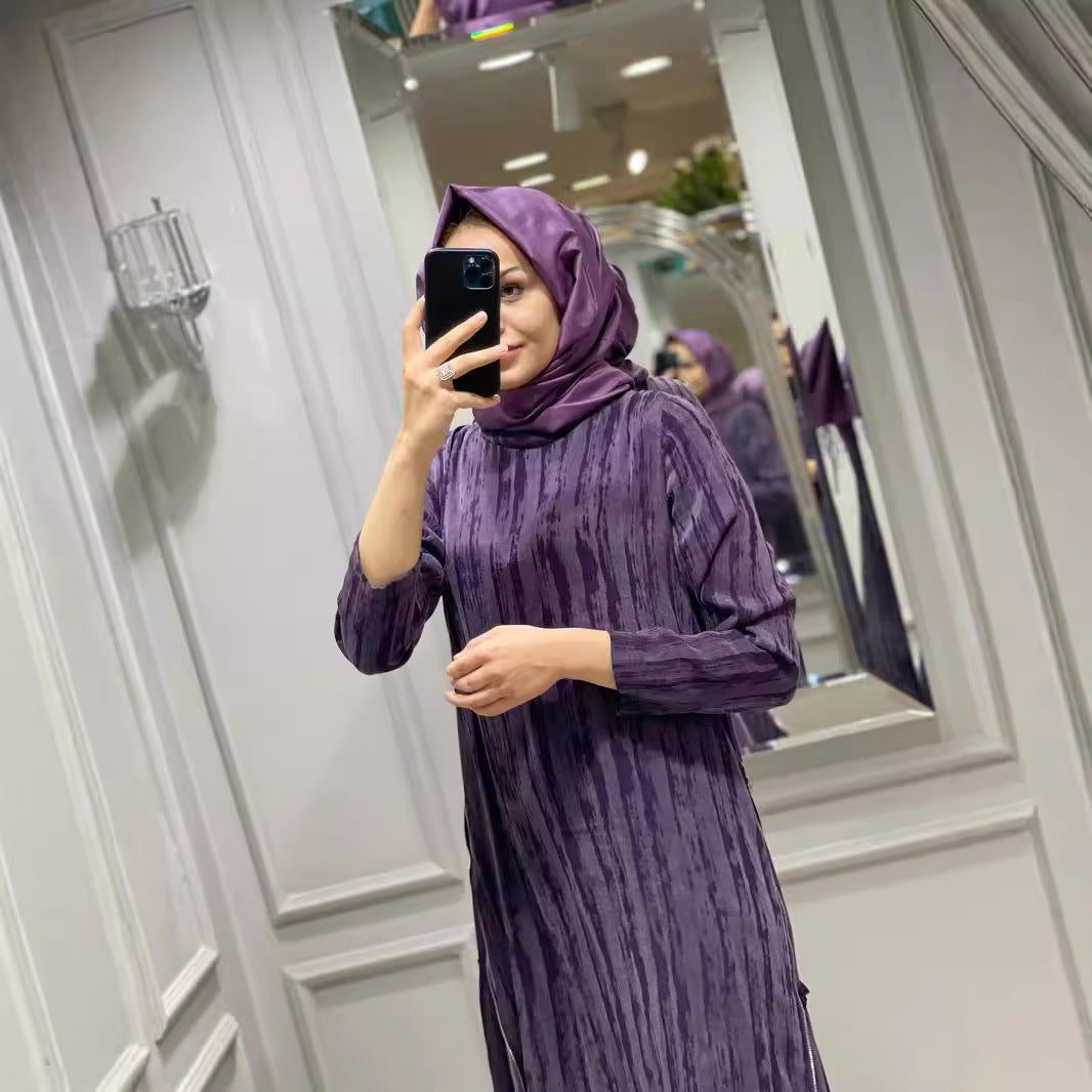 Dam Långärmad Klänning A-Linje Mönstrad Polyester-3