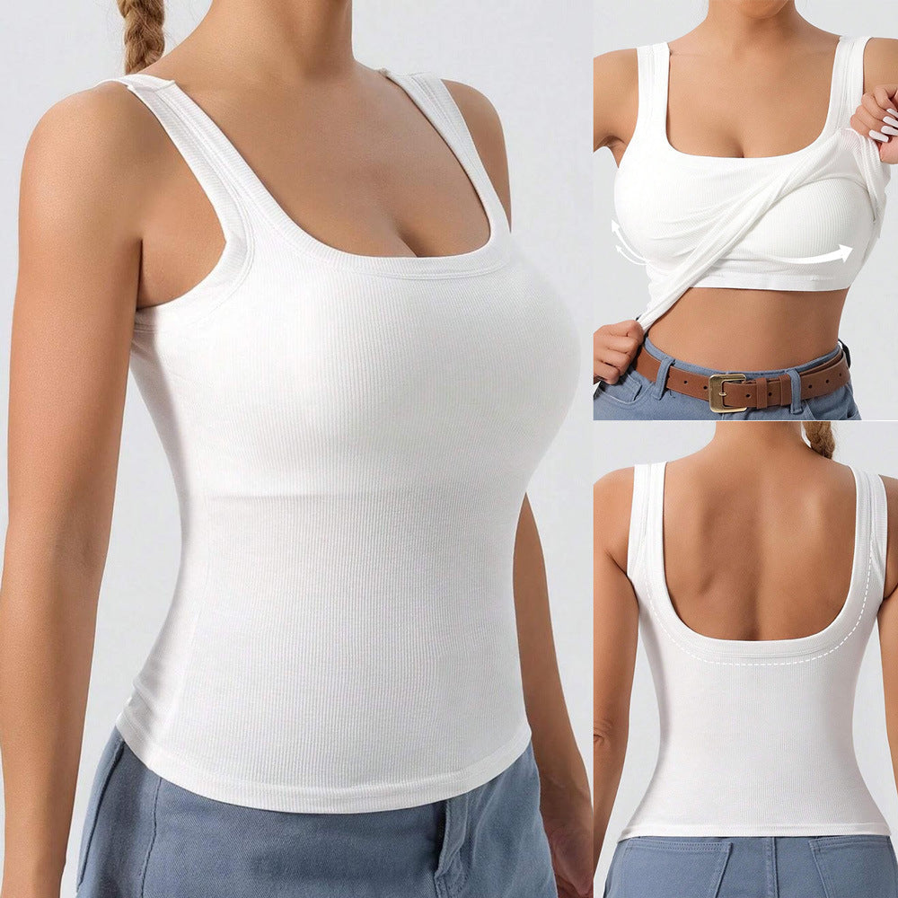 Dam Slim-Fit Top Avtagbar Vaddering Viskosfiber-2