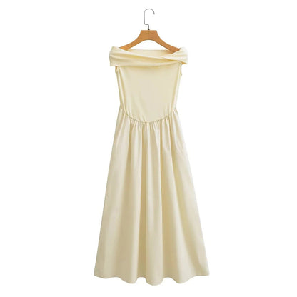 Dam Maxiklänning Vattenfallshalsring Andningsbart Tyg Svängande Kjol-4