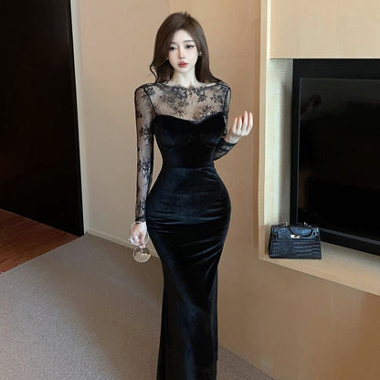 Variant image for Dam Klänning Bodycon Långärmad Rund Hals Polyester Fina Klänningar-1