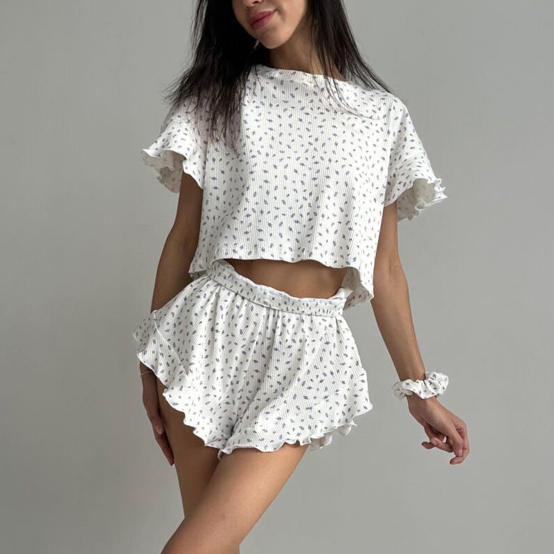 Variant image for Kvinna Casual Set Geometriskt Mönster Polyester Korta Ärmar-1