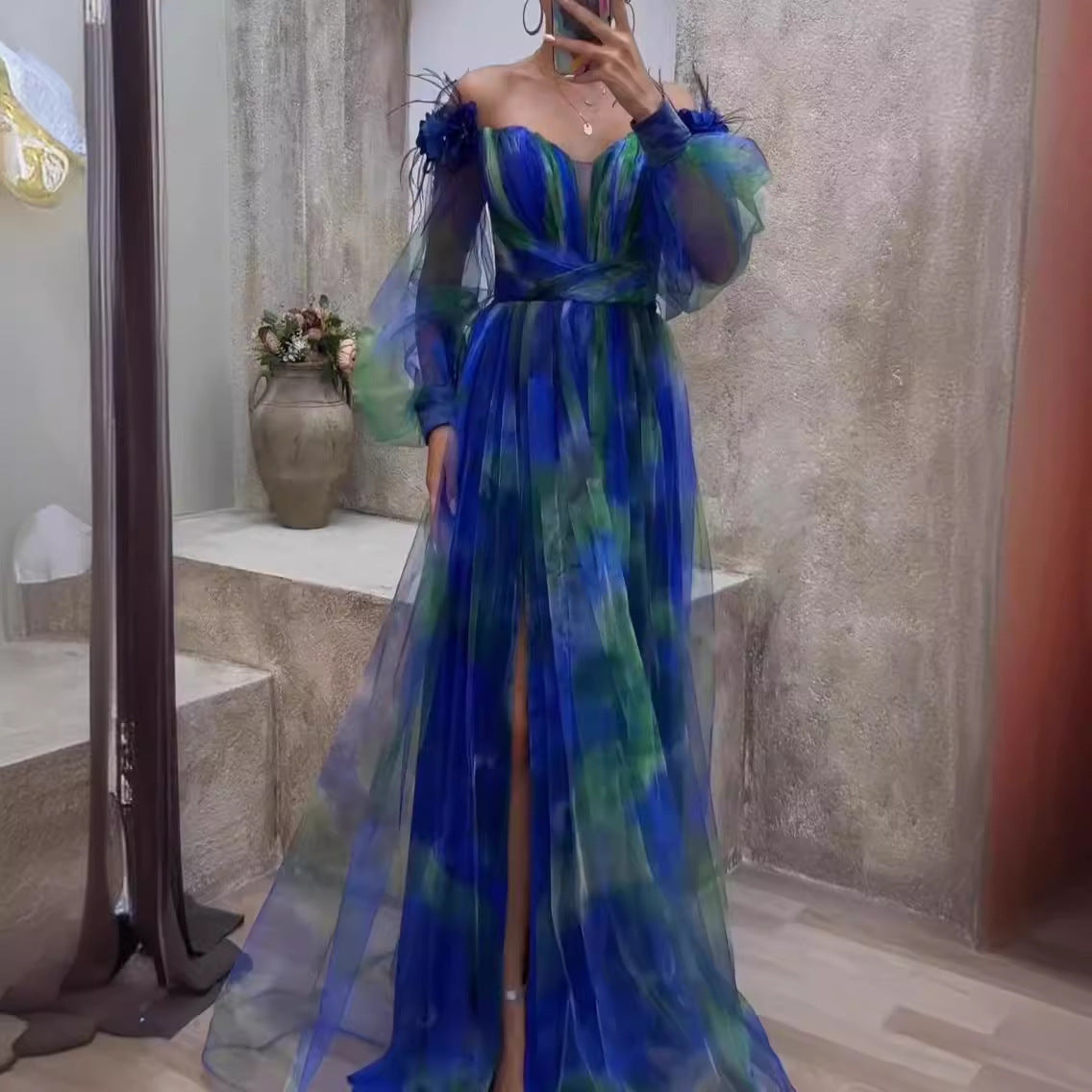 Fina Dam Klänningar A-Linje Blommig Polyester-2