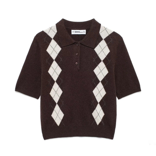 Herr Polo Skjorta Modern Diamantmönster Bomullsmix-1