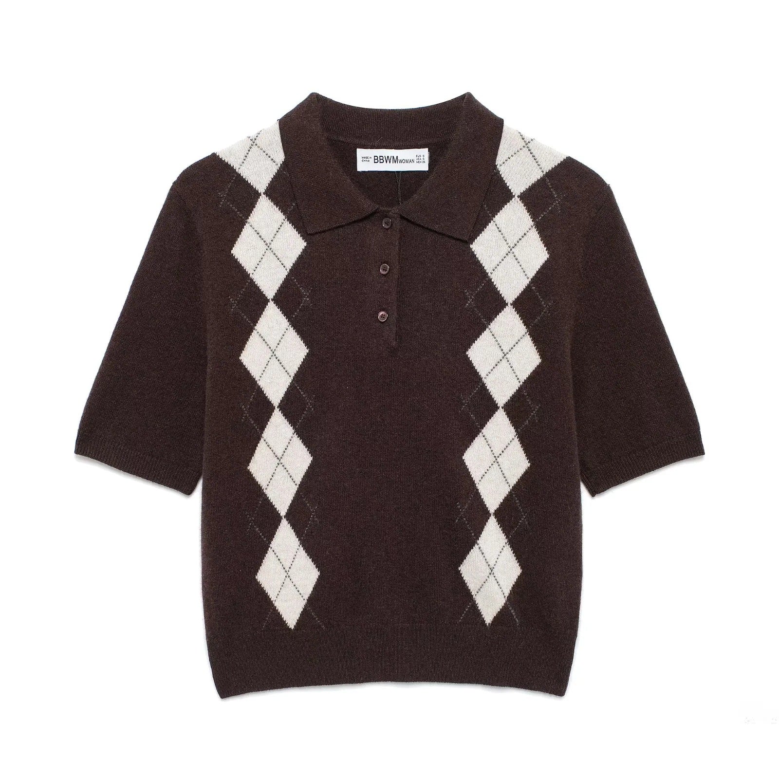 Variant image for Herr Polo Skjorta Modern Diamantmönster Bomullsmix-1