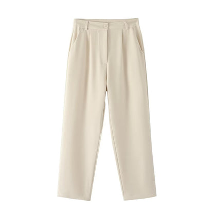 Variant image for Dam Blazer Set Hög Midja Raka Byxor Polyester Blandning-16