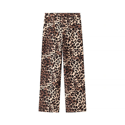Kvinnors Byxor Hög Midja Leo-mönster Andningsbart Tyg 2