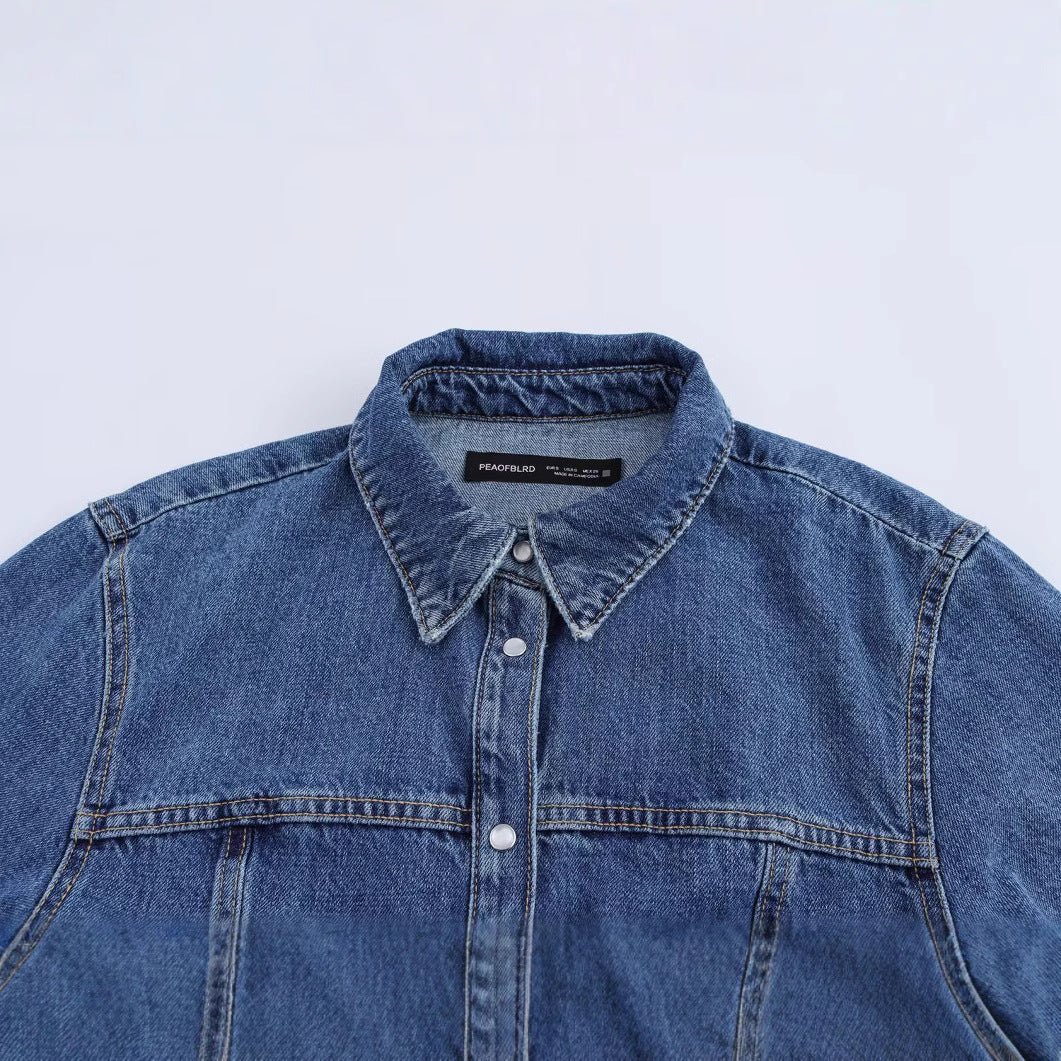 Dam Klänning A-Linjeformad Denim Casual 3