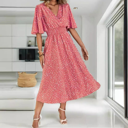 Dam A-Line Kjol Tryckt Polyester med Elastisk Midja-4