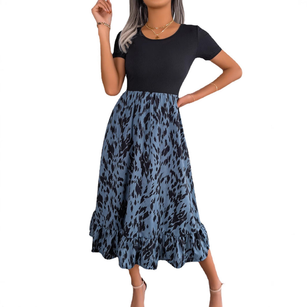 Kvinna Midi Klänning A-Linje Chiffon Rüsch-6