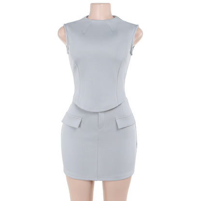Kvinnors Klänning Strukturerad Topp Hårt Kläde med Fickor 7
