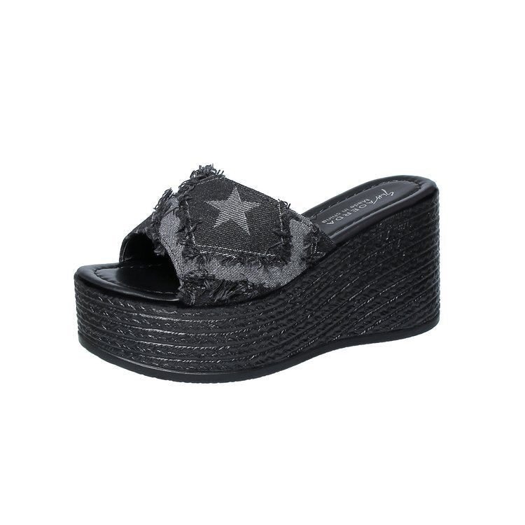 Dam Kilpantoletter Denim Design Fransar Ergonomisk-6