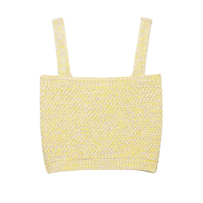 Damstickad Topp med Breda Remmar och Fint Mönster i Lätt Tyg 2