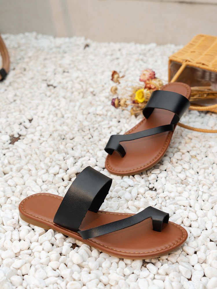 Kvinnors Öppna Tå Mules i Syntetiskt Läder med Korsbandsdesign – Bekväm och Trendig för Sommar 9