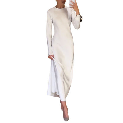 Dam Maxiklänning Långärmad Utställd Högkvalitativt Tyg-1