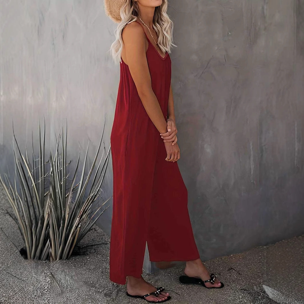 Kvinnors Jumpsuit Löst Snitt Andningsbart Material 4