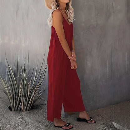 Kvinnors Jumpsuit Löst Snitt Andningsbart Material 4