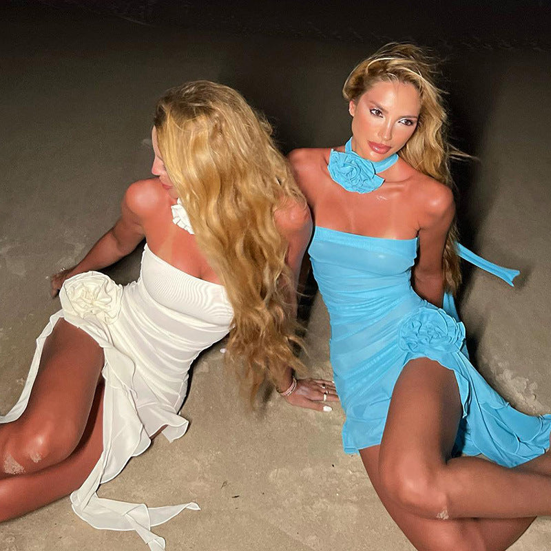 Kvinnors Bärarklänning med Rüschdetaljer Elastiskt Tyg 3