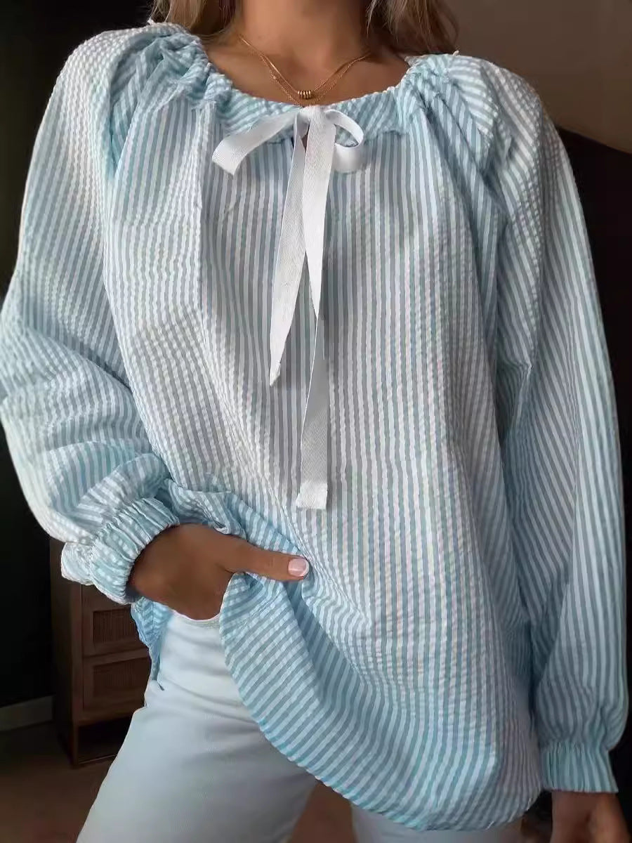 Herrskjorta Randig Polyester V-ringad Regular Fit-6