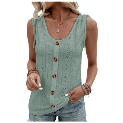 Dam Väst Rund Hals Kabelknappfri Mjuk Polyester-5