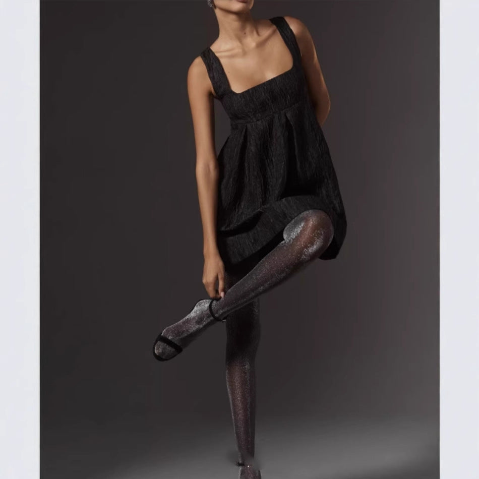 Kvinna A-Line Klänning Fyrkantig Urringning Spandex-4