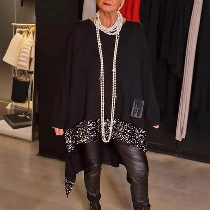 Dam Paljett Topp Löst Fit Glittrig Polyester Festtopp-2