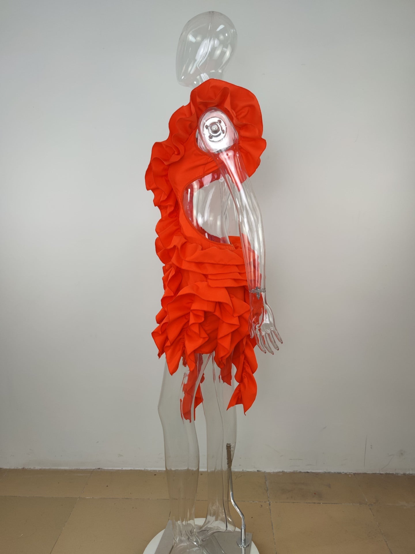 Kvinnors Miniklänning V-ringning Asymmetrisk Polyester Spandex-5