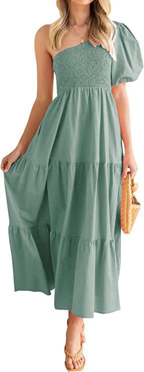 Variant image for Dam Maxiklänning Puffärmar Asymmetrisk Polyester-5